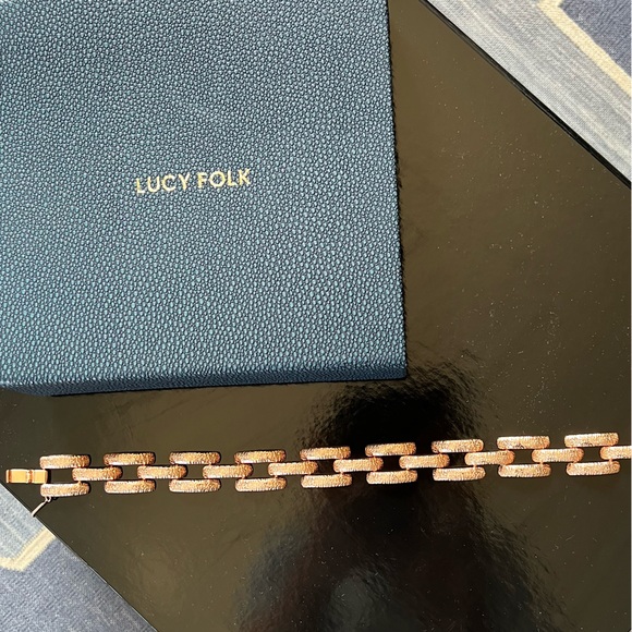 DESIGNER LUCY FOLK “ROSE GOLD PLATED" IRIDESCENT "LINK STYLE" CHOKER NECKLACE! - Picture 2 of 8